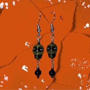 Green Skulls & Such Earrings